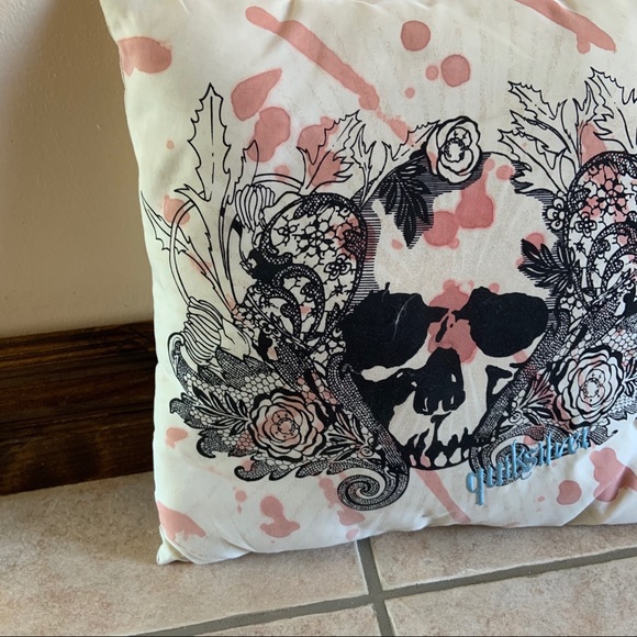Quicksilver Skull Floral Pillow - Picture 5 of 7